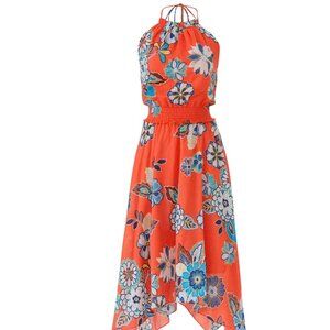 Josie Floral Halter Hankerchief Dress XS